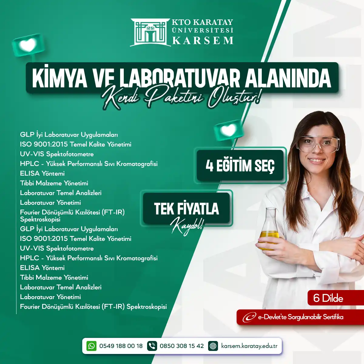 Kimya ve Laboratuvar Sertifikaları - Kendi Paketini Oluştur